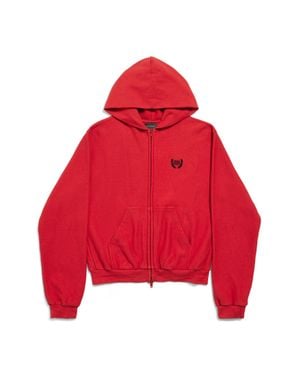 Balenciaga Laurel Classic Zip-Up Hoodie Regular Fit - Red