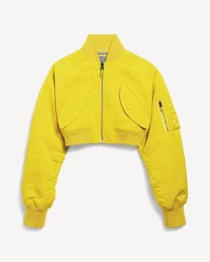 Balenciaga Cropped Bomber Jacket - Yellow