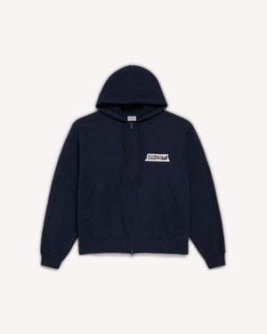 Balenciaga Masking Tape Oversized Zip-up Hoodie - Blue