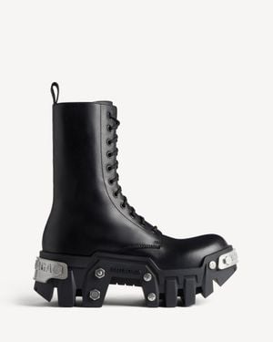 Balenciaga Bulldozer Platform Lace-Up Boots - Black