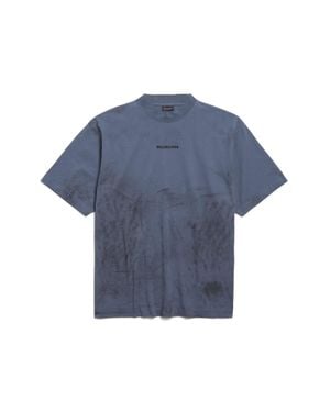Balenciaga Back T-Shirt Medium Fit - Blau