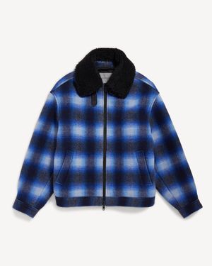 Balenciaga Flannel Bomber Jacket - Blue