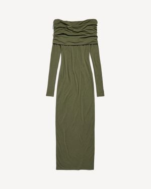 Balenciaga Long Sleeve Off-Shoulder Dress - Green