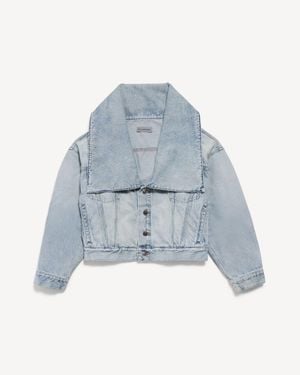 Balenciaga Standing Collar Boxy Jacket - Blue