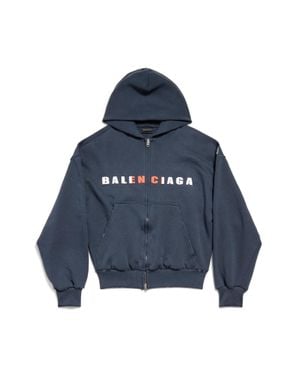Balenciaga International Zip-Up Hoodie Small Fit - Blue