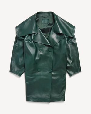 Balenciaga Open Collar Double Breasted Jacket - Green