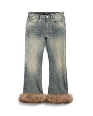 Balenciaga Pantalón Acampanado Con Detalle De Piel Sintética Capri - Gris