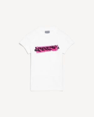 Balenciaga Messy Spray Chopped Back T-Shirt - White