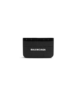 Balenciaga Mini Portafoglio Cash Con Lavorazione Coccodrillo - Nero