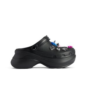Balenciaga Embellished Rubber Croc Mules - Black