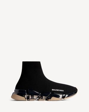 Balenciaga Speed 2.0 Full Clear Sole Recycled Knit Trainer - Black