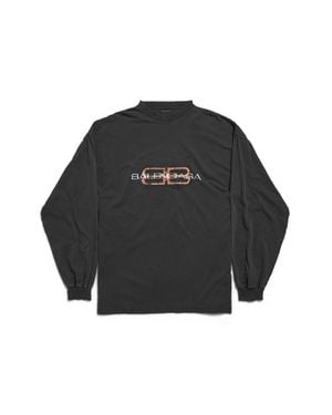 Balenciaga Bb Icon Stencil Long Sleeve T-Shirt Large Fit - Black