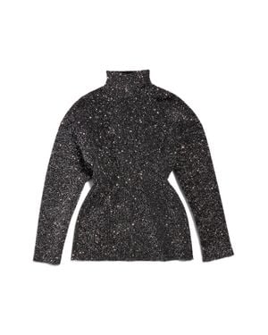 Balenciaga Paillette Engineered Hourglass Top - Black