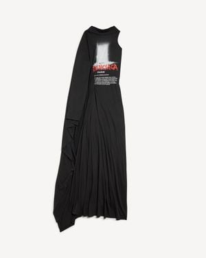 Balenciaga The Door Long Draped Dress - Black
