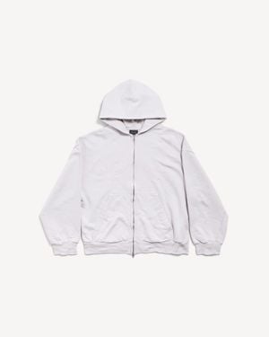 Balenciaga Back Zip-Up Hoodie Regular Fit - White