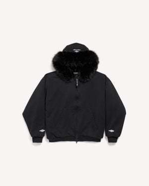 Balenciaga Fluffy Zip-Up Hoodie - Black