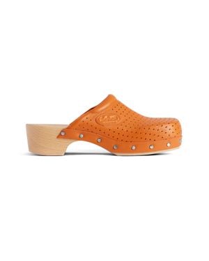 Balenciaga Pastel Calf Leather Scholl Clog Mule-Donna - Arancione