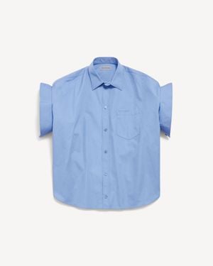 Balenciaga Camisa Manga Recogida - Azul