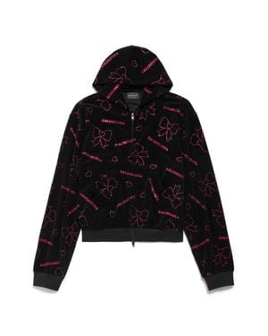 Balenciaga Handrawn Bows Zip-Up Hoodie Small Fit - Black