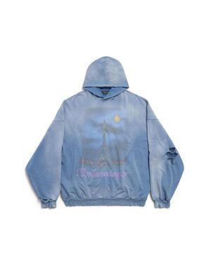 Balenciaga Paris Moon Hoodie Oversized - Blue