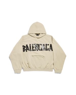 Balenciaga Tape Type Ripped Pocket Hoodie - Natural