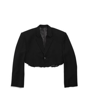 Balenciaga Cut Off Einreihige Jacke - Schwarz