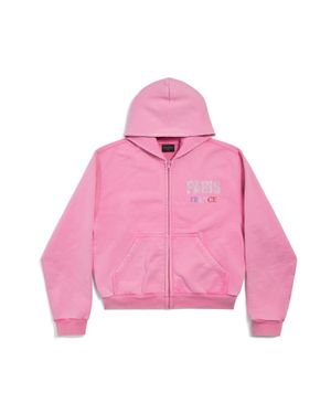Balenciaga Paris Strass Zip-up Hoodie Small Fit - Pink