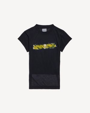 Balenciaga Messy Spray T-Shirt Mit Gekürztem Rücken - Schwarz