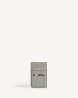 Balenciaga Portacarte Magnetico Shopper Per Telefono Con Supporto - Grigio
