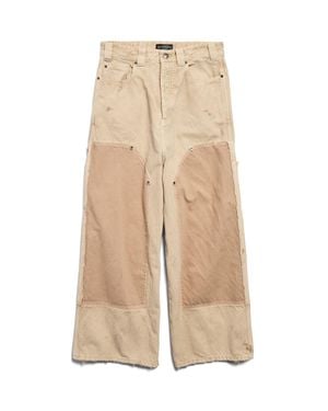 Balenciaga Ripped-Off Wide-Leg Pants - Natural