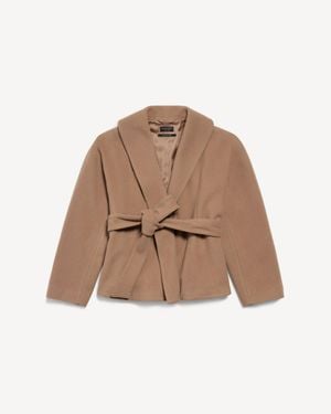 Balenciaga Short Wrap Coat - Brown