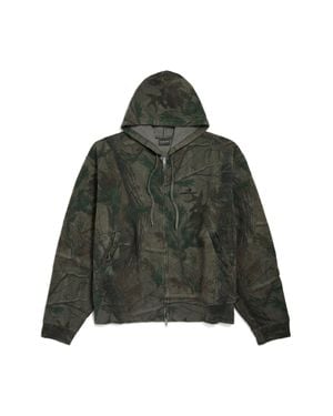 Balenciaga Diamond B Oversized Zip-Up Hoodie - Green