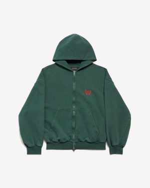Balenciaga Laurel Classic Zip-Up Hoodie Regular Fit - Green