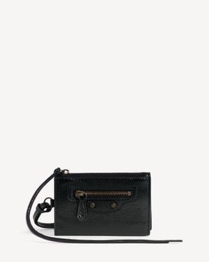 Balenciaga Le City Trifold Wallet On Strap - Black
