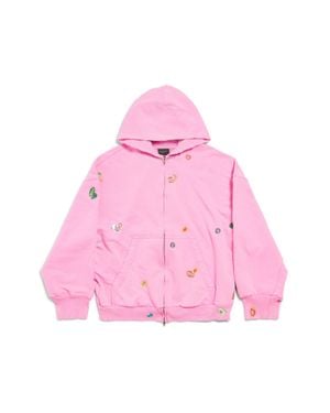 Balenciaga Fruity Zip-Up Hoodie Regular Fit - Pink