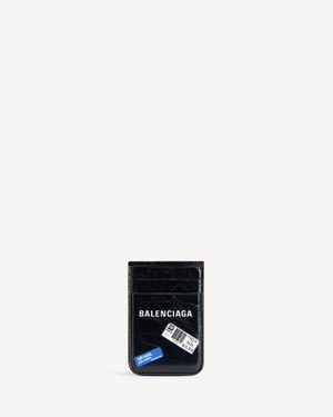 Balenciaga Portacarte Magnetico Shopper Per Telefono Con Supporto - Nero