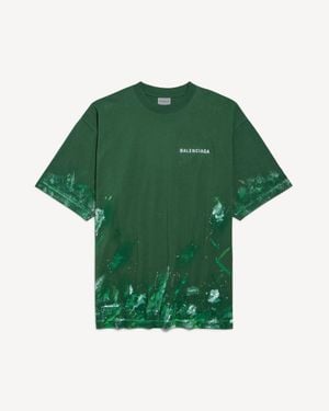 Balenciaga Paint Splatter Medium Fit T-Shirt - Green