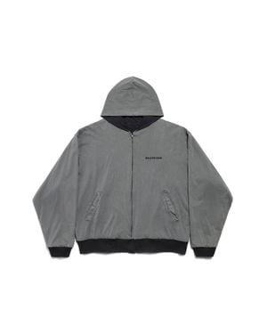 Balenciaga Hoodie Con Zip Back Reversibile - Grigio