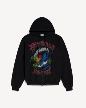 Balenciaga Vintage Surfer Zip-up Hoodie - Black