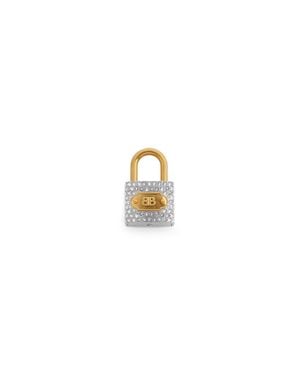 Balenciaga Anhänger/Schlüsselring Bb Padlock Mit Strasssteinen - Mettallic