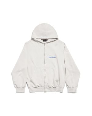 Balenciaga Back Hoodie Mit Reißverschluss Regular Fit - Weiß