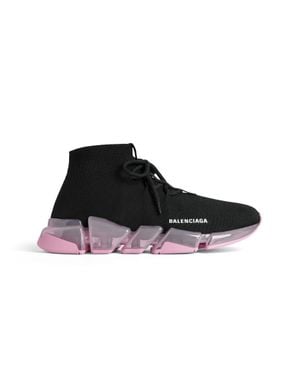 Balenciaga Speed 2.0 Lace Up Full Clear Sole Recycled Knit Sneaker - Black
