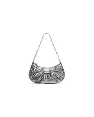 Balenciaga Borsa Le Cagole Mini Con Catena Metallizzato - Bianco