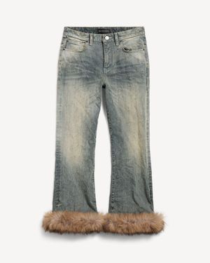 Balenciaga Pantalón Acampanado Con Detalle De Piel Sintética Capri - Gris