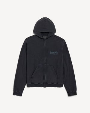 Balenciaga Washed Crayon Political Zip-Up Hoodie Regular Fit in