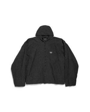 Balenciaga Hooded Zip-Up Jacket - Black