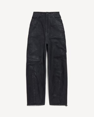 Balenciaga Pantalones Barrel Talle Alto Con Costura Retorcida - Azul