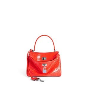 Balenciaga Rodeo Handbag Mini With Rhinestones - Red