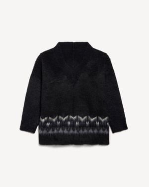 Balenciaga V-Neck Oversized Jumper - Black