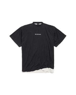 Balenciaga Back Doppeltes T-Shirt - Schwarz